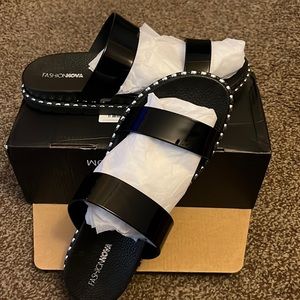 Black Studded Slide